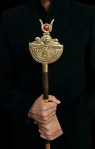 Ebony Was Sceptre: Brass & Gold Plated Egyptian Osiris Staff - Image 2