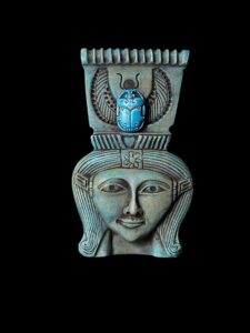 Manifest Handmade Goddess Hathor Statuette, winged Scarab symbol for protection - Image 2