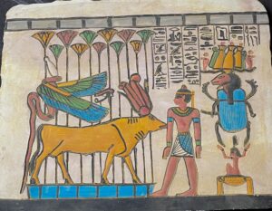 Egyptian Goddess Hathor Relief: Cobra Goddess & Khnum God - Image 3