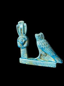 Goddess Hathor column with Egyptian Owl statue - Image 3