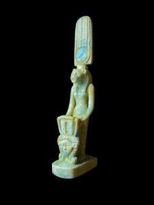 Egyptian Goddess Sekhmet Protecting Hathor Statue - Image 3