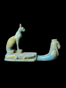 Egyptian Goddess Bastet Statue with Isis: Home Decor Figurine - Image 3