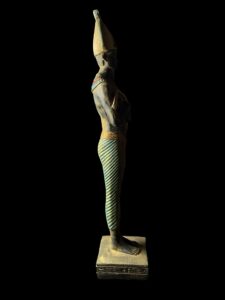 Basalt Stone Egyptian God Osiris Statue: Natural Colors - Image 3