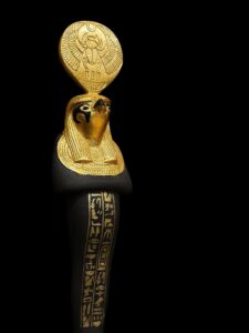 Rare Falcon Egyptian God RA statue, God of the sun, God Ra God of the Sky. God Ra with Sun disk. - Image 3