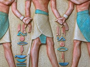 Unique ancient Egyptian Wall relief of Anubis and Horus bless Ramses II - Image 3