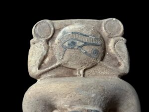 Handcarved Stone Queen Statue: Ancient Egyptian Cobra & Eye of Horus - Image 3