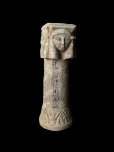 Vintage Egyptian Goddess Hathor Stone Candle Holder - Image 3