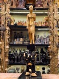 King Tutankhamun Statue on Leopard: Egyptian Museum Replica - Image 3