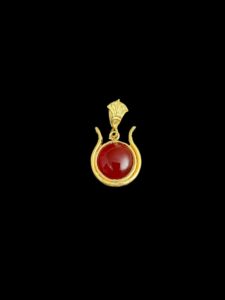 Goddess Hathor Amulet: 18k Gold-plated Carnelian Pendant - Image 3