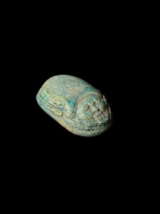 Egyptian Scarab, The decorative Good luck scarab in Ancient Egypt, with the face of God Bes. - Image 3