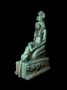 Egyptian Goddess with Leopard and God Sobek statue in a magical scene from Ancient Egypt - Image 3