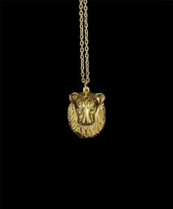 Goddess Sekhmet Pectoral Necklace: Hand-Carved 24k Gold Plated Brass - Image 3