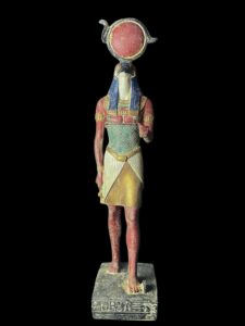 Rare Falcon Egyptian God Ra Statue with Sun Disk - Image 3