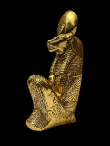 Gold Leaf Sekhmet Statue: Egyptian Goddess Decor - Image 3