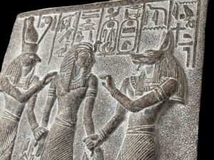 Unique ancient Egyptian Wall relief of Anubis and Horus bless Ramses II - Image 3