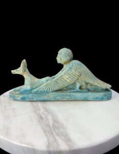 The BA Bird statue protecting Jackal God Anubis, Rare form statue made in Egypt. - Image 3