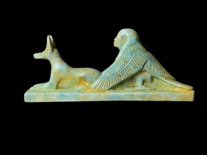 The BA Bird statue protecting Jackal God Anubis, Rare form statue made in Egypt. - Image 3