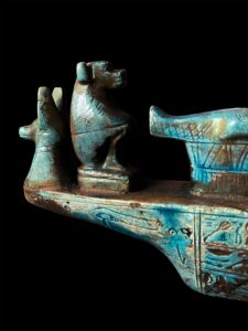 Egyptian Museum ship representing the royal King's memorial procession. replica ship statues made of stone from Ancient Egypt - Image 3