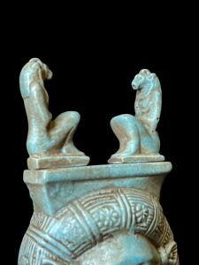 Handmade Goddess Hathor Statuette with Sekhmet - Image 3