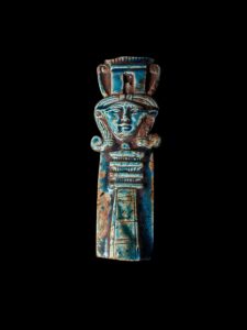 Handmade Goddess Hathor Statuette with Djed Pillar: Vintage Stone - Image 3