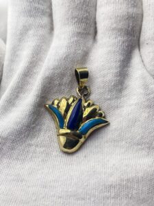 Brass Egyptian Lotus Flower Pendant - Image 3