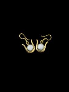 Goddess Hathor Horn earrings, Authentic Egyptian Craftsmanship, Spiritual Protection & Empowerment - Hathor earrings. 24k gold plating - Image 3