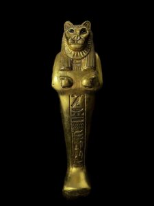 Gold Leaf Sekhmet Statue: Egyptian Goddess Decor - Image 3