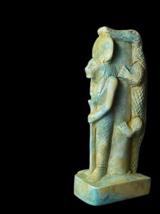 Flamestone Egyptian God Sobek Statue with Sekhmet - Image 3