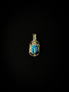 Silver Egyptian Scarab Pendant Necklace: Turquoise Good Luck Charm - Image 3