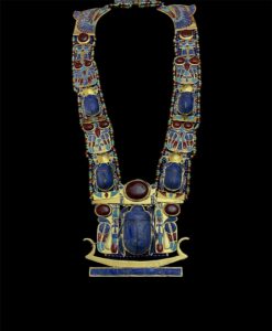 King Tutankhamun Scarab Pectoral Necklace: 24k Gold Lapis Lazuli - Image 3