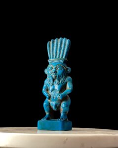 Hand-Carved Porcelain God Bes Statue: Egyptian Home Decor - Image 3