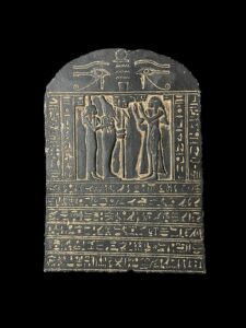 Ancient Egyptian relief featuring Goddess Isis and God Osiris with Eye of Horus and Eye of RA, made in Egypt. - Image 3