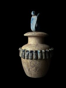 Vintage Egyptian Vase: Cobra Goddess Decor, Ancient Inscriptions - Image 3