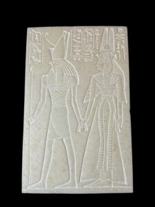 Egyptian Wall Relief: Horus and Cleopatra, Ancient Art Decor - Image 3