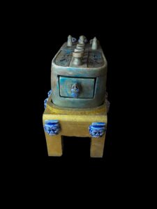Egyptian Board Game Senet made in Egypt with God Bes and winged Isis and Scarab beetle - Image 3