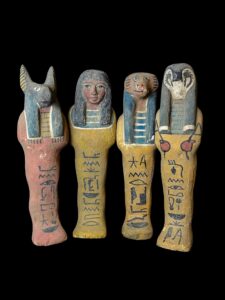 Ancient Egyptian Canopic Jars: Sons of Horus Wooden Figurines - Image 3