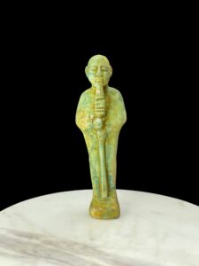 Handcrafted Rose & Black Granite Egyptian God Ptah Statue - Image 3