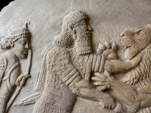 Assyrian king Ashurbanipal hunts a lion , Bas-relief , Neo-Assyrian Period , Art - Image 3