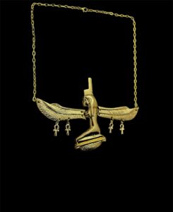 7" W Goddess Isis pectoral with ankh key of life Amulets, Goddess Isis Necklace made of Brass & 24k Gold plating - Image 3