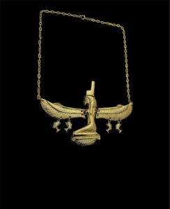 7" W Goddess Isis pectoral with Queen nefertiti Amulets, Goddess Isis Necklace made of Brass & 24k Gold plating - Image 3
