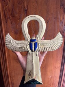 24k Gold Plated Brass Ankh: Egyptian Key of Life with Scarab - Image 3