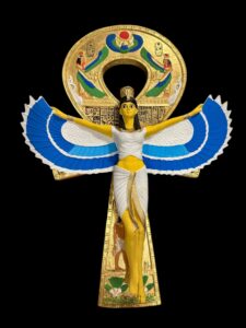 Goddess Isis with Ankh key of Life. Egyptian Key holder lovers, Ancient Egyptian Ankh key of life symbol, symbol of Egyptian Key of life. - Image 3