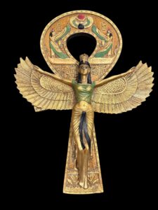 Goddess Isis with Ankh key of Life. Egyptian Key holder lovers, Ancient Egyptian Ankh key of life symbol, symbol of Egyptian Key of life. - Image 3