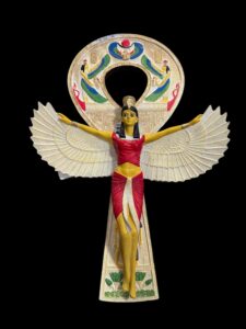 Goddess Isis with Ankh key of Life. Egyptian Key holder lovers, Ancient Egyptian Ankh key of life symbol, symbol of Egyptian Key of life. - Image 3