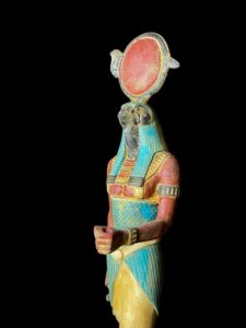 Rare Falcon Egyptian God Ra Statue: God of Sun Disk - Image 3