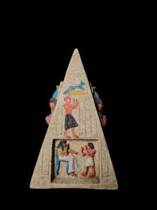 Egyptian Pyramid replica statue is made of stone and a pharaoh statuette. - Image 3