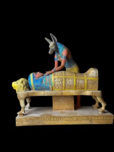 Large God Anubis statue mummifying king Tutankhamun made in Egypt from stone. - Image 3