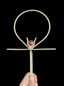 24k Gold Plated Ankh Cross: Key of Life with Hathor Symbol - Image 3