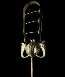 Handcrafted Egyptian Sistrum: Golden Uraeus Cobra Wadjet, Ancient Musical Instrument - Image 3