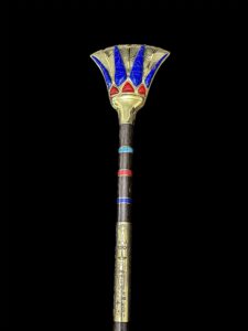 Lotus Flower Was Sceptre: Ebony, Brass, Gold Osiris Staff - Image 3